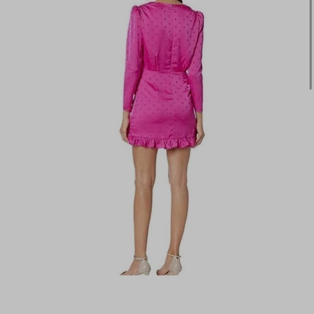 NWT WAYF Phoenix Magenta Pink Jacquard Satin Polka Dot Mini Dress Size XS